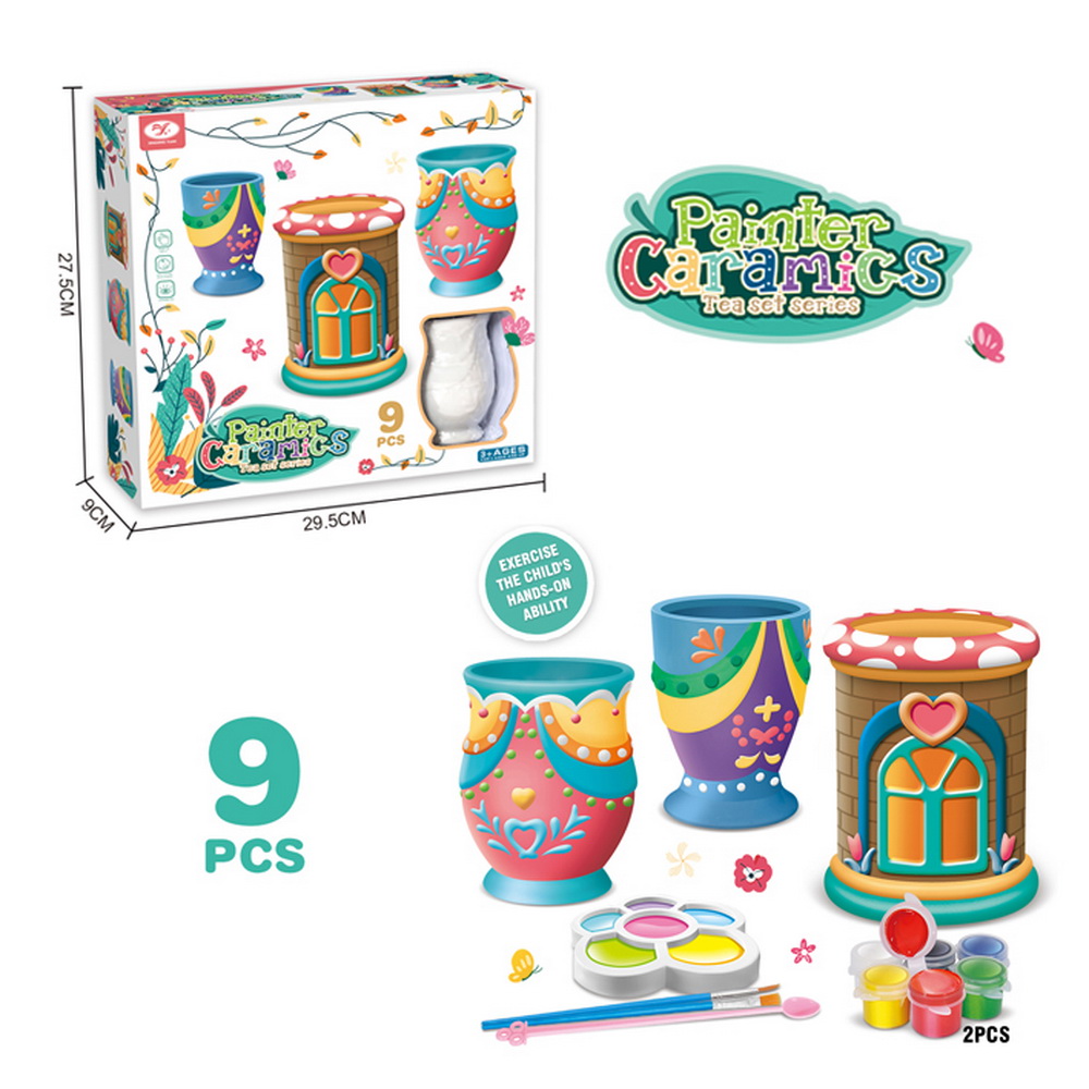 SET JARRONES CERAMICAS PARA PINTAR 9 PCS.