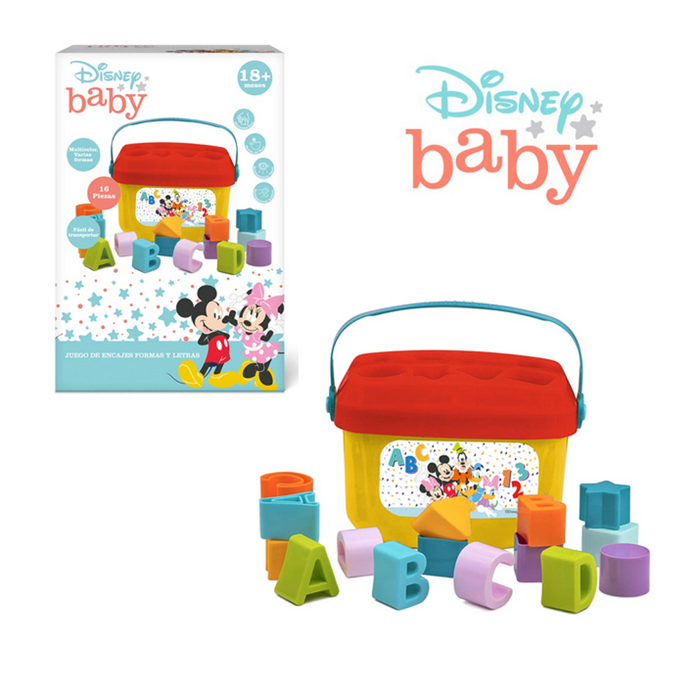 JUEGO DE ENCAJES FORMAS Y LETRAS 16 BLOQUES DISNEY BABY